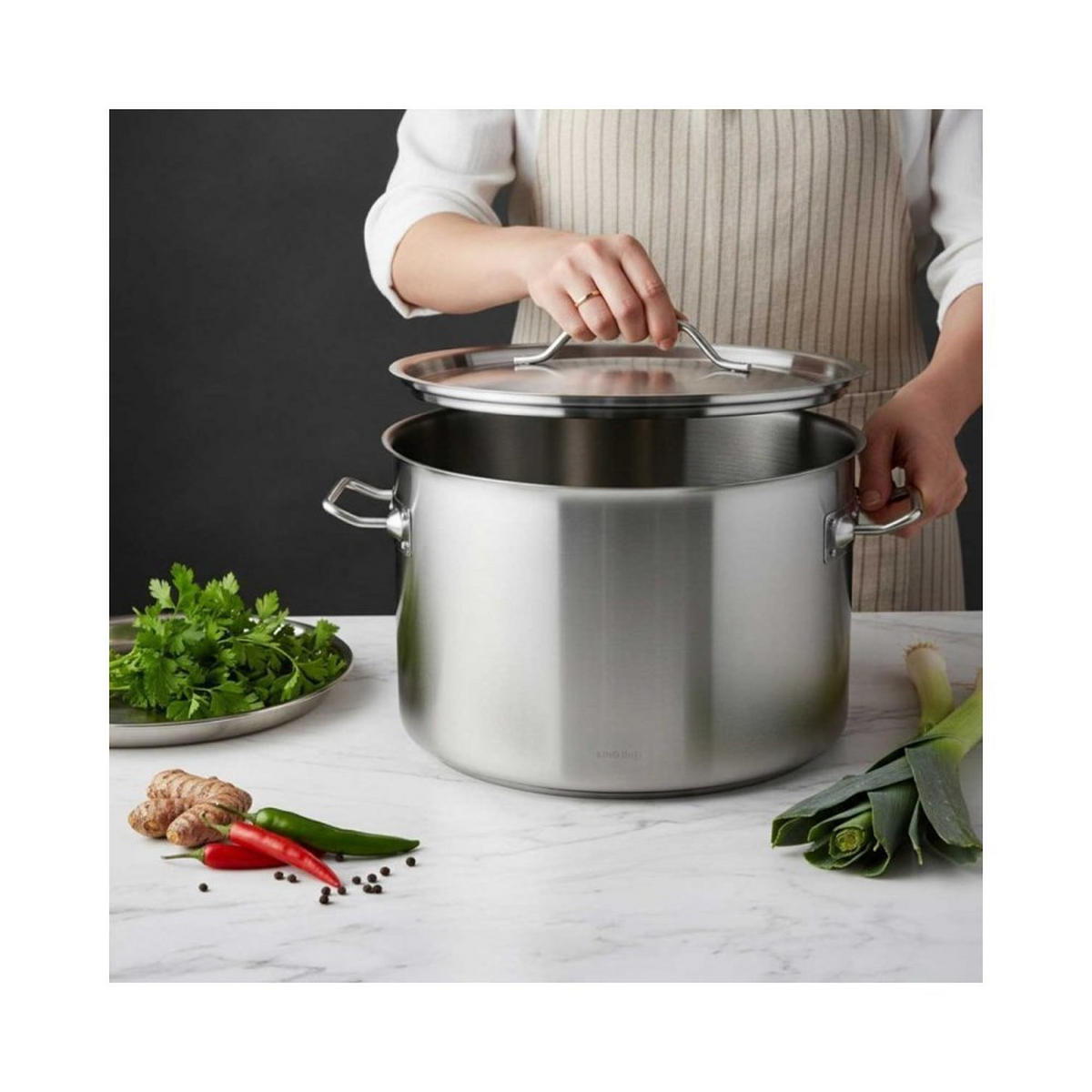 TOPF Silber 50/40/26 cm KH2026 - Silberfarben, Metall (40cm) - Kinghoff 