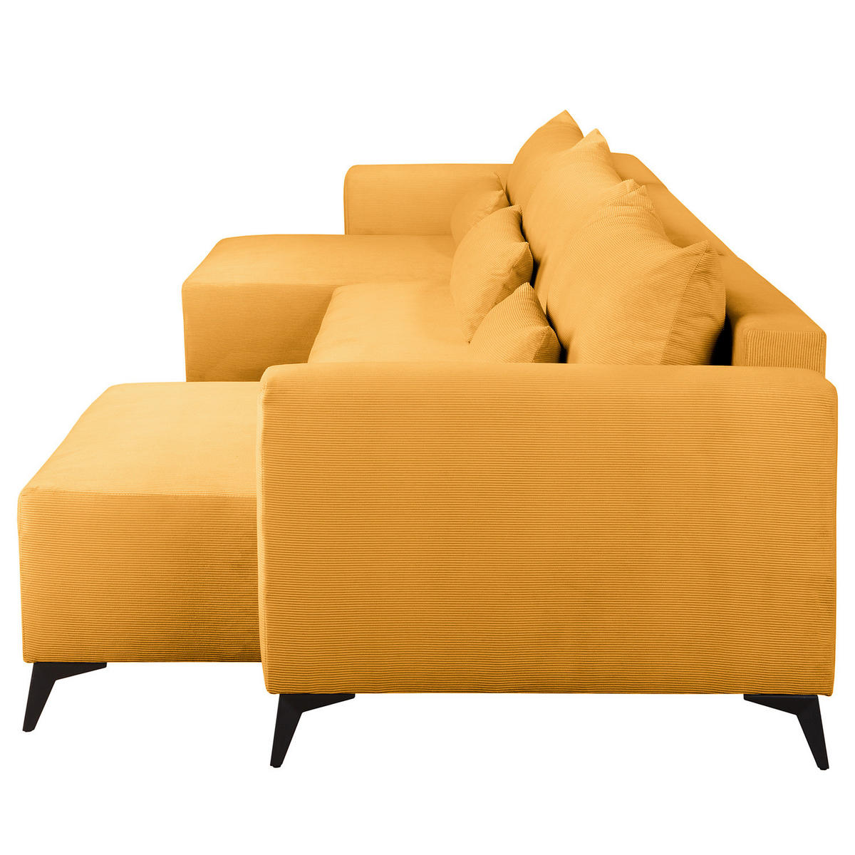 WOHNLANDSCHAFT - Gelb/Schwarz, Textil (382/81/148cm) - home24