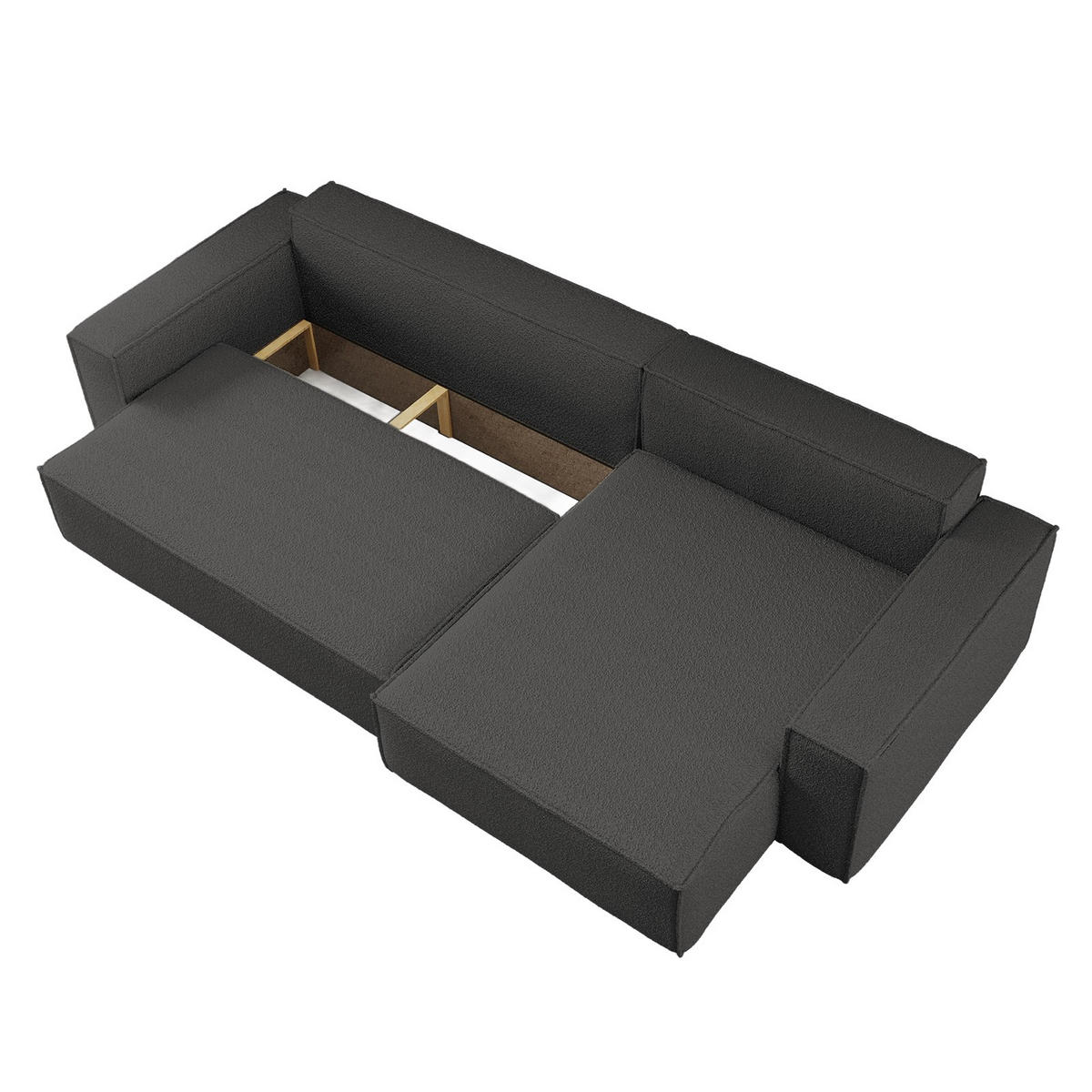 ECKSOFA Mit Schlaffunktion Und Bettkasten, Eckcouch BEST XL Stoff Quelle Graphit Rechts - Schwarz/Graphitfarben, Holz/Kunststoff (142/142cm) - Kaiser Möbel