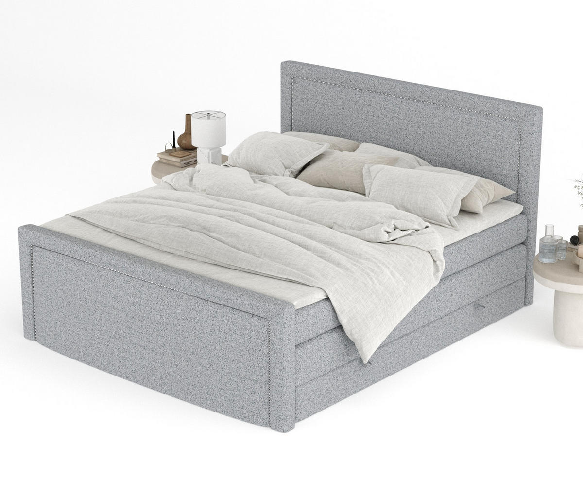 BOXSPRINGBETT Lavenda Grau 140/200 cm - Schwarz/Grau, Holz/Holzwerkstoff (140/200cm) - Maison de Reve