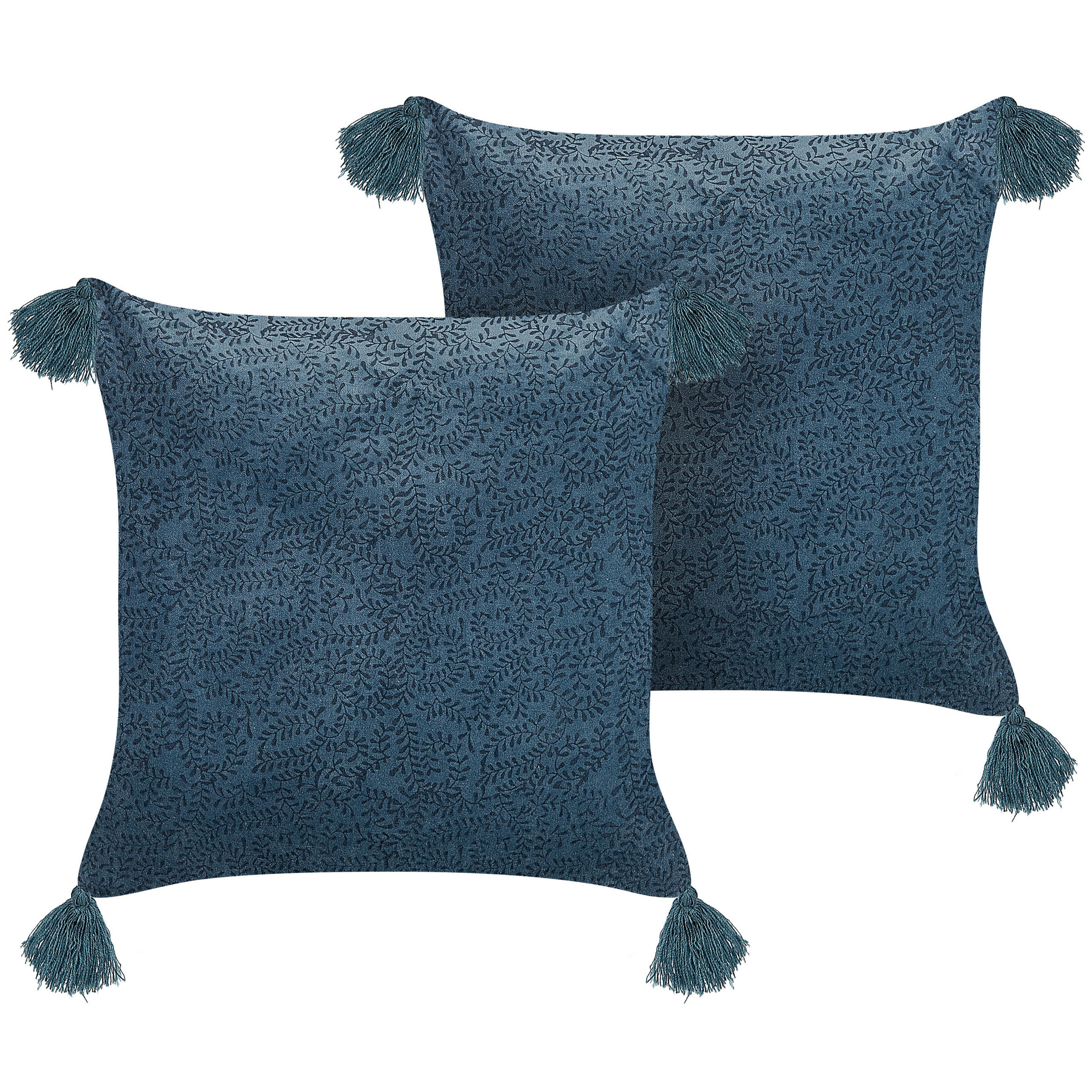 DEKOKISSEN 2er-Set Dunkelblau 45/45 cm Setaria - Dunkelblau, Textil (45/45cm) - Beliani