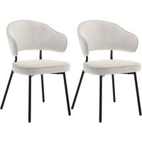 ESSZIMMERSTUHL 2er Set, Metallbeinen, gepolstert, Samt - Creme, Textil/Metall (50/83.5/43cm) - Woltu