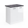 SPÜLENUNTERSCHRANK R-Line Weiß Hochglanz 80 cm, AP Anthrazit - Weiß Hochglanz/Weiß, Holzwerkstoff (80/81.6/60cm) - Vicco