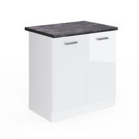 SPÜLENUNTERSCHRANK R-Line Weiß Hochglanz 80 cm, AP Anthrazit - Weiß Hochglanz/Weiß, Holzwerkstoff (80/81.6/60cm) - Vicco
