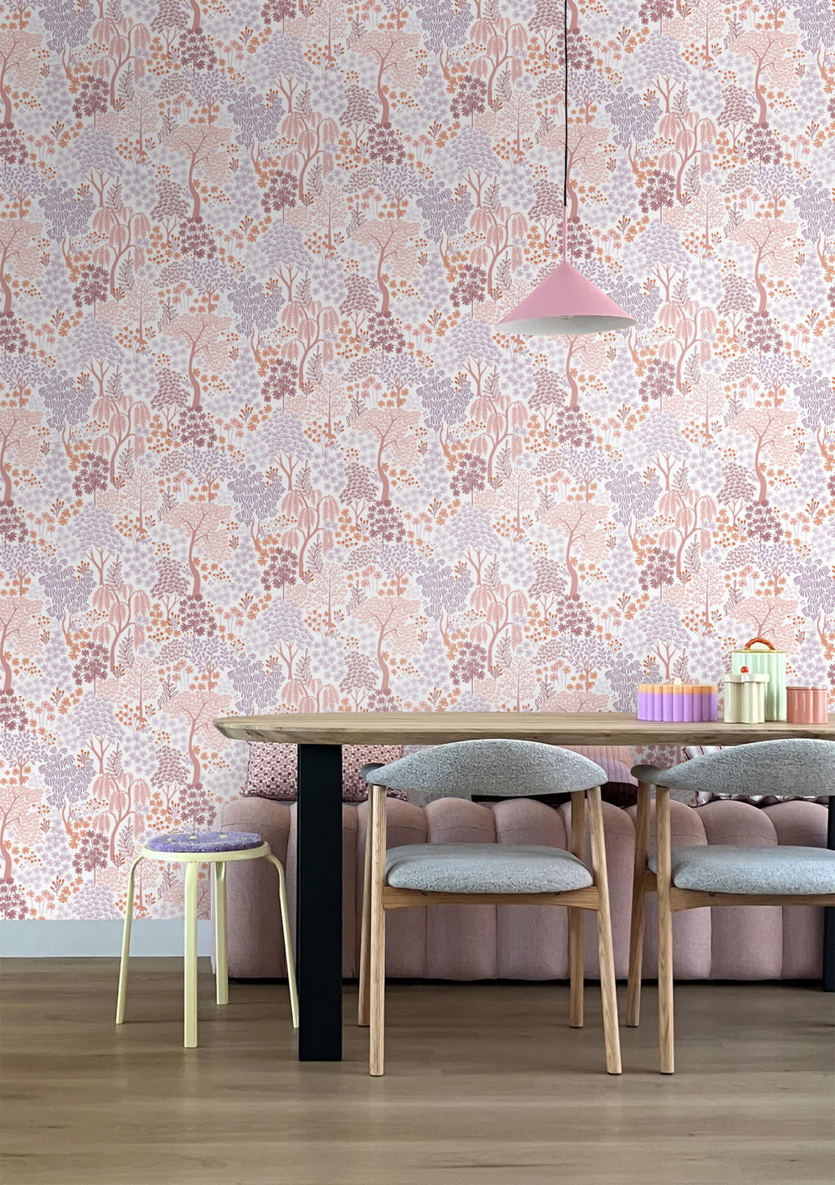 TAPETE Bäumen und Blumen 50 x 900 cm - Lila, Papier (50/900cm) - ESTAhome