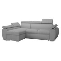ECKSOFA Boston Mini Premium Cord 2RLC, Seite: Links LC+2R - Chromfarben/Hellgrau, Holz/Textil (255/170cm) - MIRJAN24
