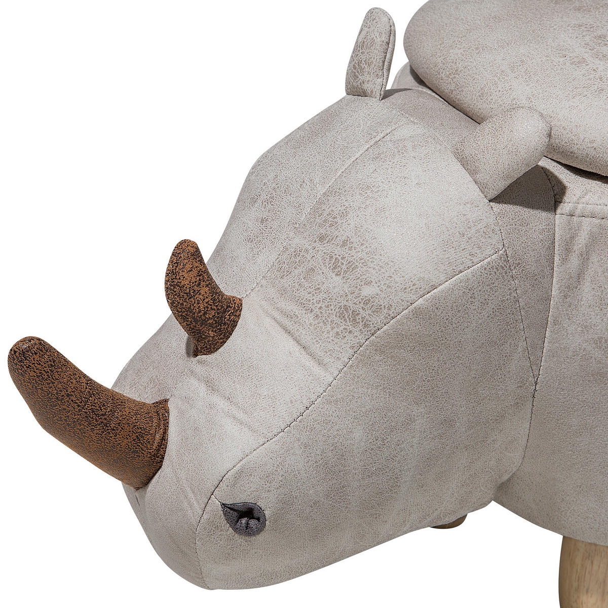 HOCKER Rhino 32/60/35 cm - Grau, Kunststoff/Textil (60/35/32cm) - Beliani