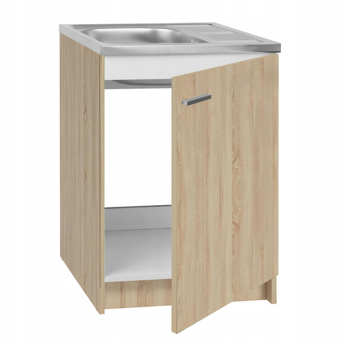 SPÜLUNTERSCHRANK 60cm mit Spüle + Armatur + Siphon Sonoma-Eiche - Sonoma Eiche, Holzwerkstoff (60/82/50cm) - Stamar