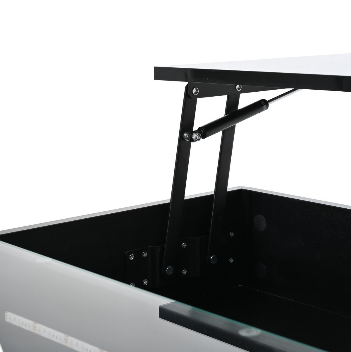COUCHTISCH 80/80/45 cm höhenverstellbar mit LED-Beleuchtung und Stauraum, Schwarz - Schwarz, Holzwerkstoff (80/80/45cm) - Flora Grace