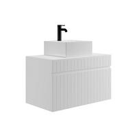 EINZELWASCHTISCH - 80cm x 46cm - MDF - weiß - SATARA - Weiß, Holz (80/46/46cm) - Vente-Unique