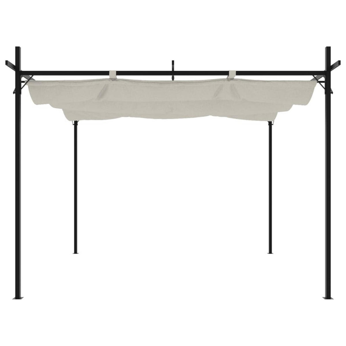 TERRASSENÜBERDACHUNG mit Schiebedach OLIMP | Creme 295x292x230cm | Pergola Garten Pavillon - Creme, Metall (295/230/292cm) - DELUKE