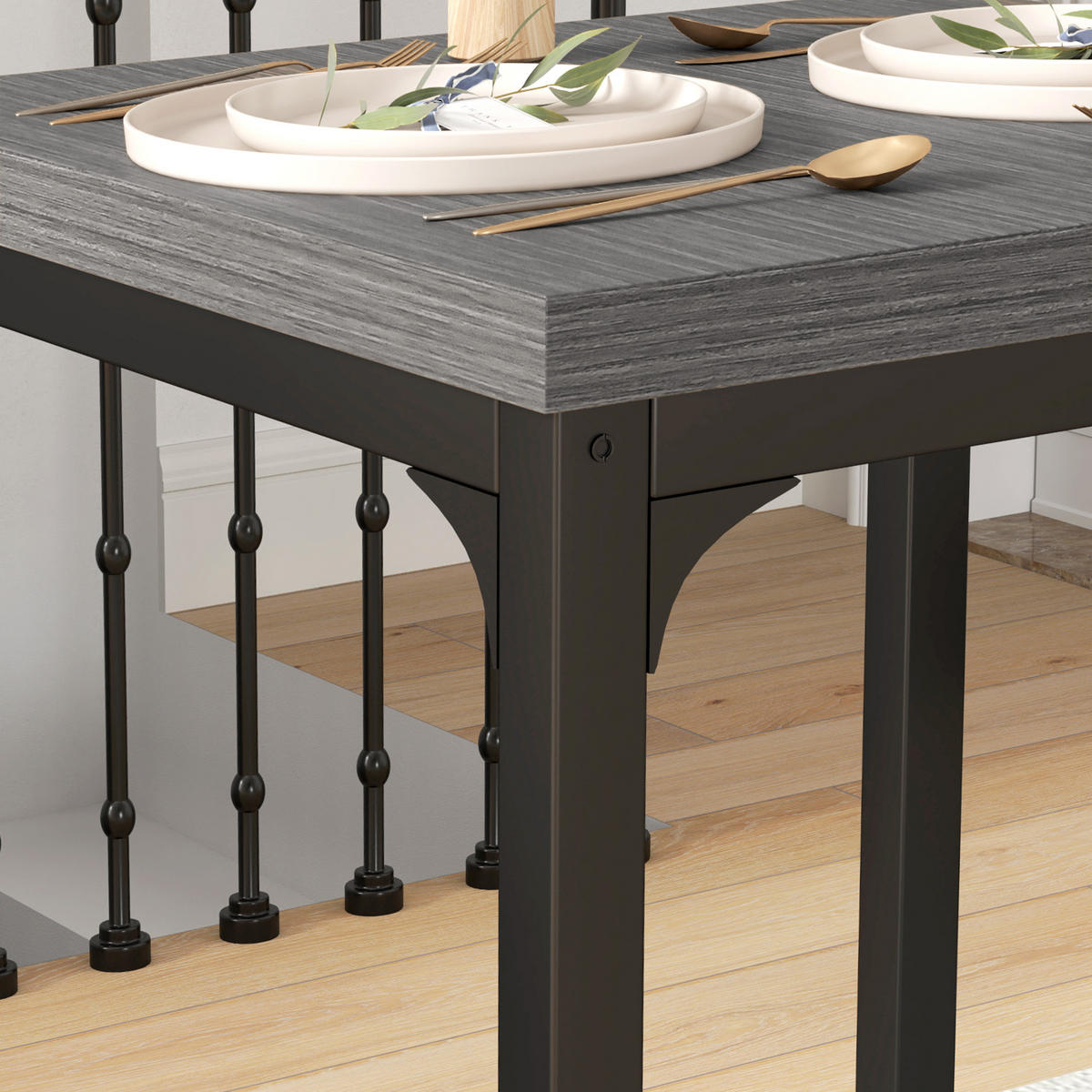 ESSGRUPPE 3-teilige DE-10303 1 Tisch + 2 Stühle Grau - Grau, Metall (60/76/60cm) - ComfortXL