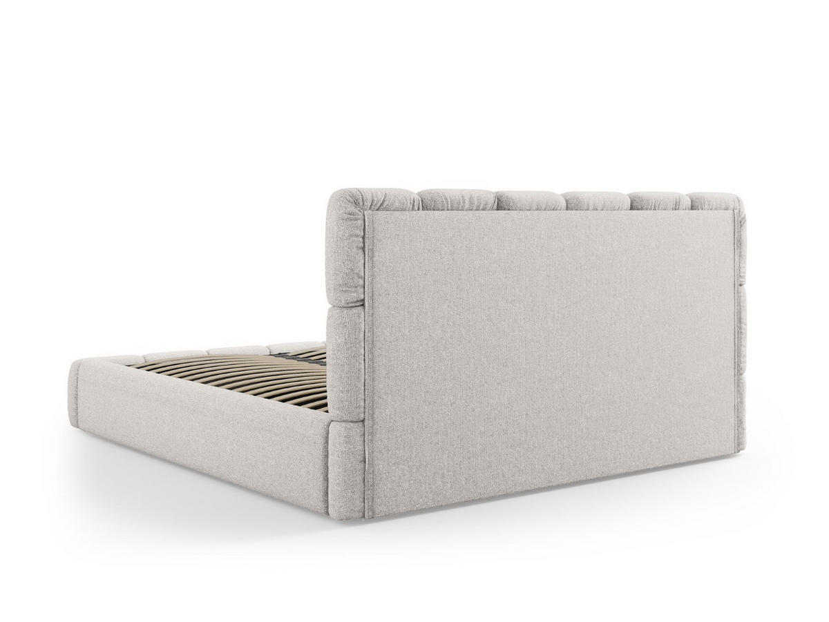 BETT mit Bettkasten und Kopfteil Bellis aus Chenille-Stoff hellgrau 160x200cm - Hellgrau, Textil (160/200cm) - Micadoni