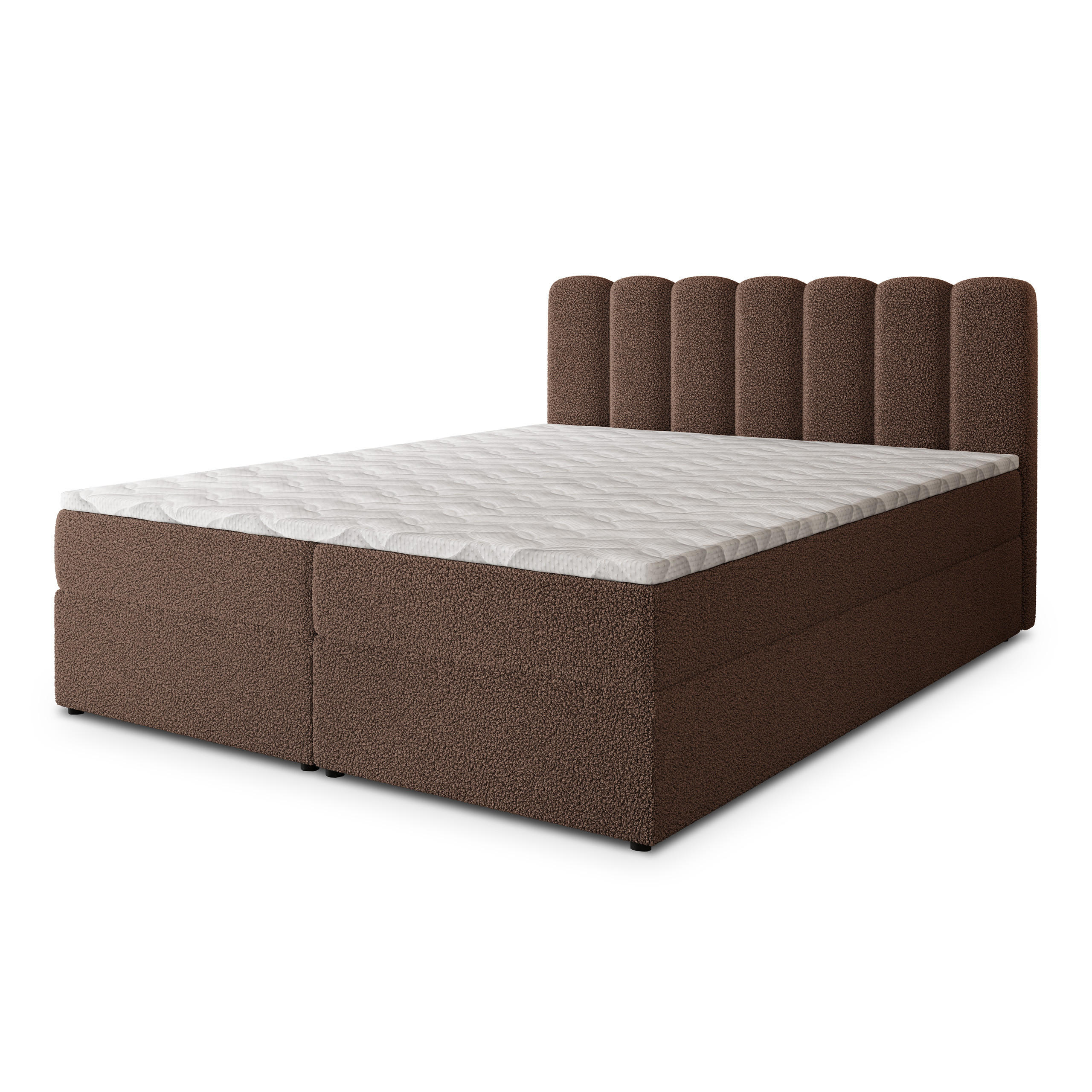 BOXBETT SOLIA 180x200 cm mit Matratze und Topper, H2+H3 - Braun - Braun, Holz (180/200cm) - MASSENO