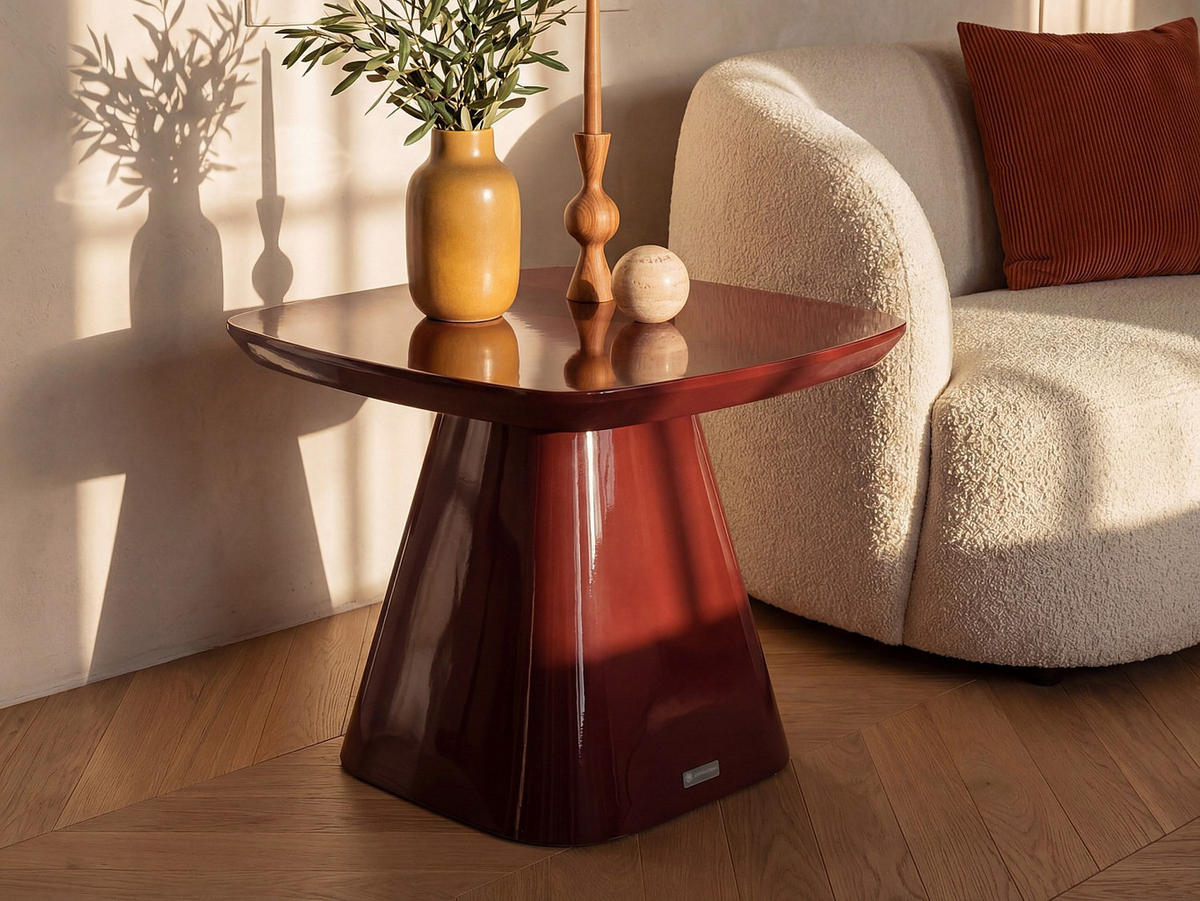 BEISTELLTISCH - 60 cmcm x 60 cmcm - Holz, Platte - Bordeaux - NATAZA - Bordeaux, Holz (60/60/45cm) - Vente-Unique