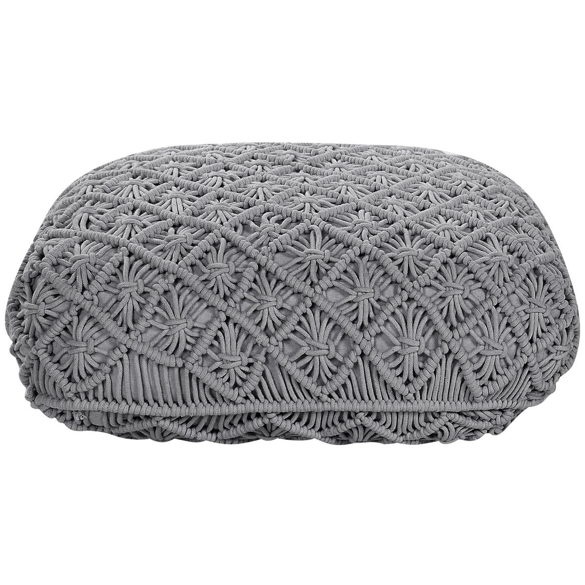 POUF Berrechid 50/50/20 cm - Grau, Naturmaterialien/Textil (50/20/50cm) - Beliani