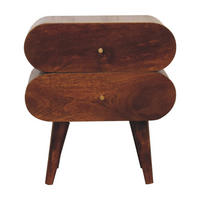 NACHTTISCH mit zwei Schubladen, nordischen Beinen, in Braun. - Messingfarben/Braun, Mangoholz/Holz (45/50/35cm) - Artisan Furniture