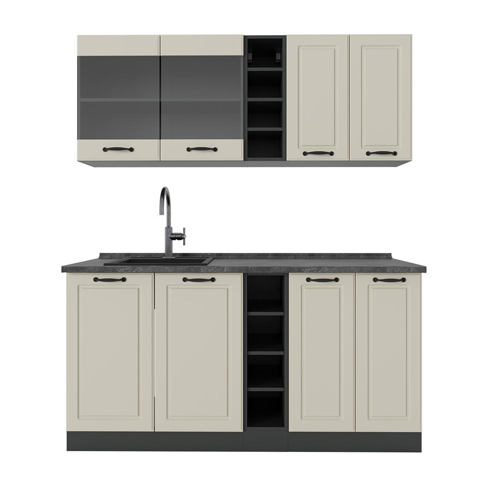 Vicco Singleküche Beige, Anthrazit 160x81.6x60 cm