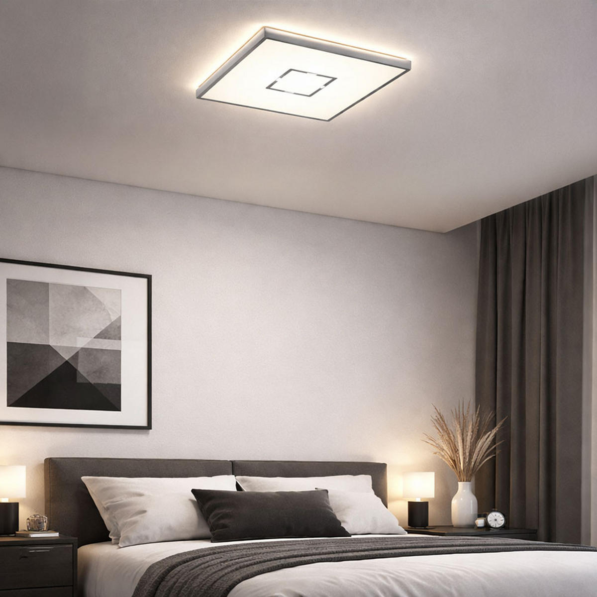 LED DECKENLEUCHTE Silber Backlight - Silberfarben, Kunststoff (29.3/29.3/2.8cm) - Briloner