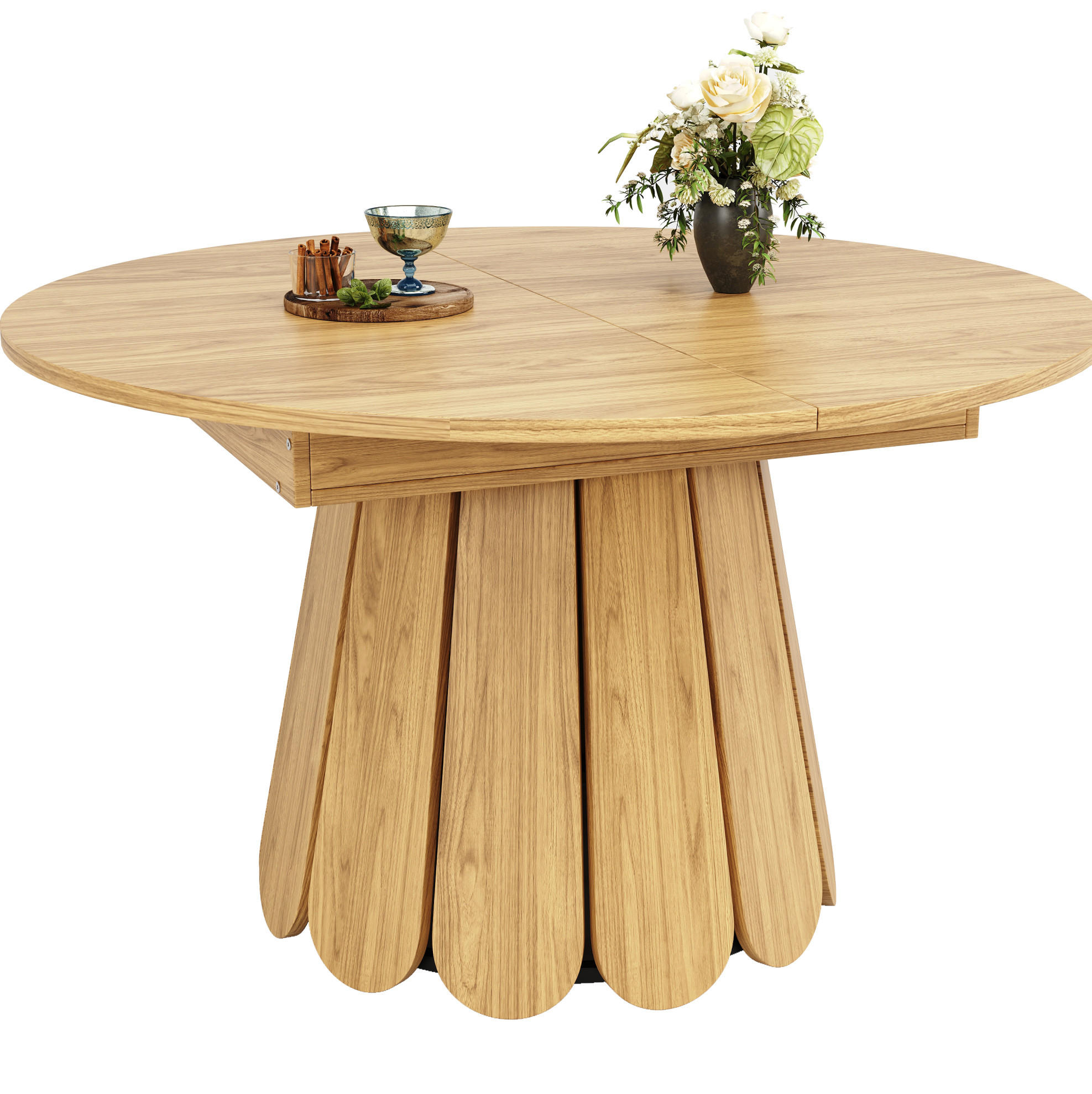 AUSZIEHTISCH 118 cm, ausziehbar auf 158 cm, in Naturholzoptik - Naturfarben, Holzwerkstoff (158/118/76cm) - BEAOK