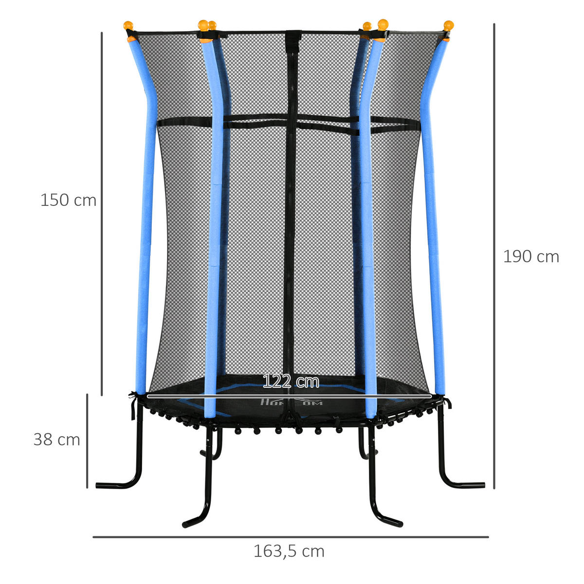 KINDERTRAMPOLIN - Blau, Kunststoff/Metall (163.5/163.5cm) - HOMCOM