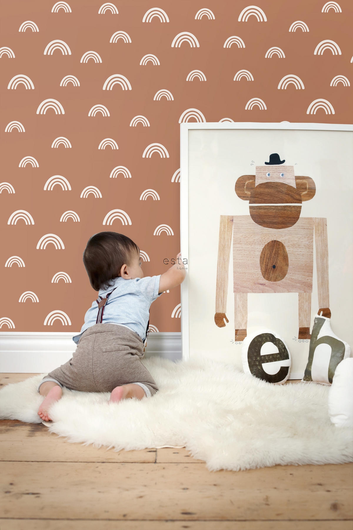 TAPETE Regenbogen 53 cm x 10.05 m - Terracotta, Papier (53/0.1cm) - ESTAhome