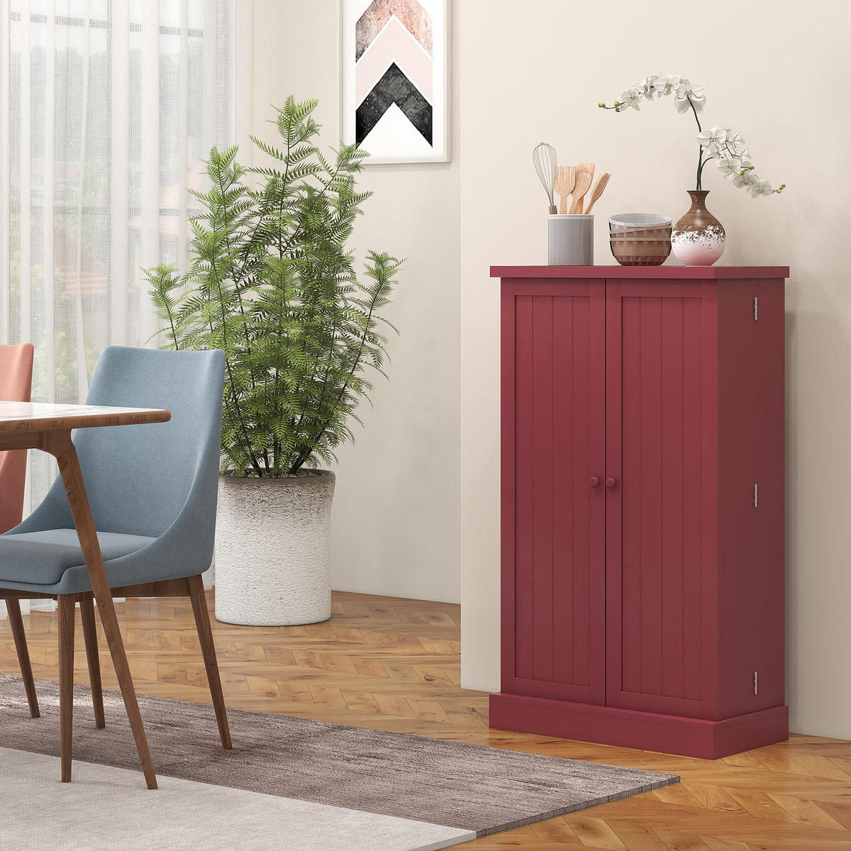 MEHRZWECKSCHRANK DE-11143 5 Böden Rot - Rot, Holzwerkstoff (30/104/60cm) - ComfortXL