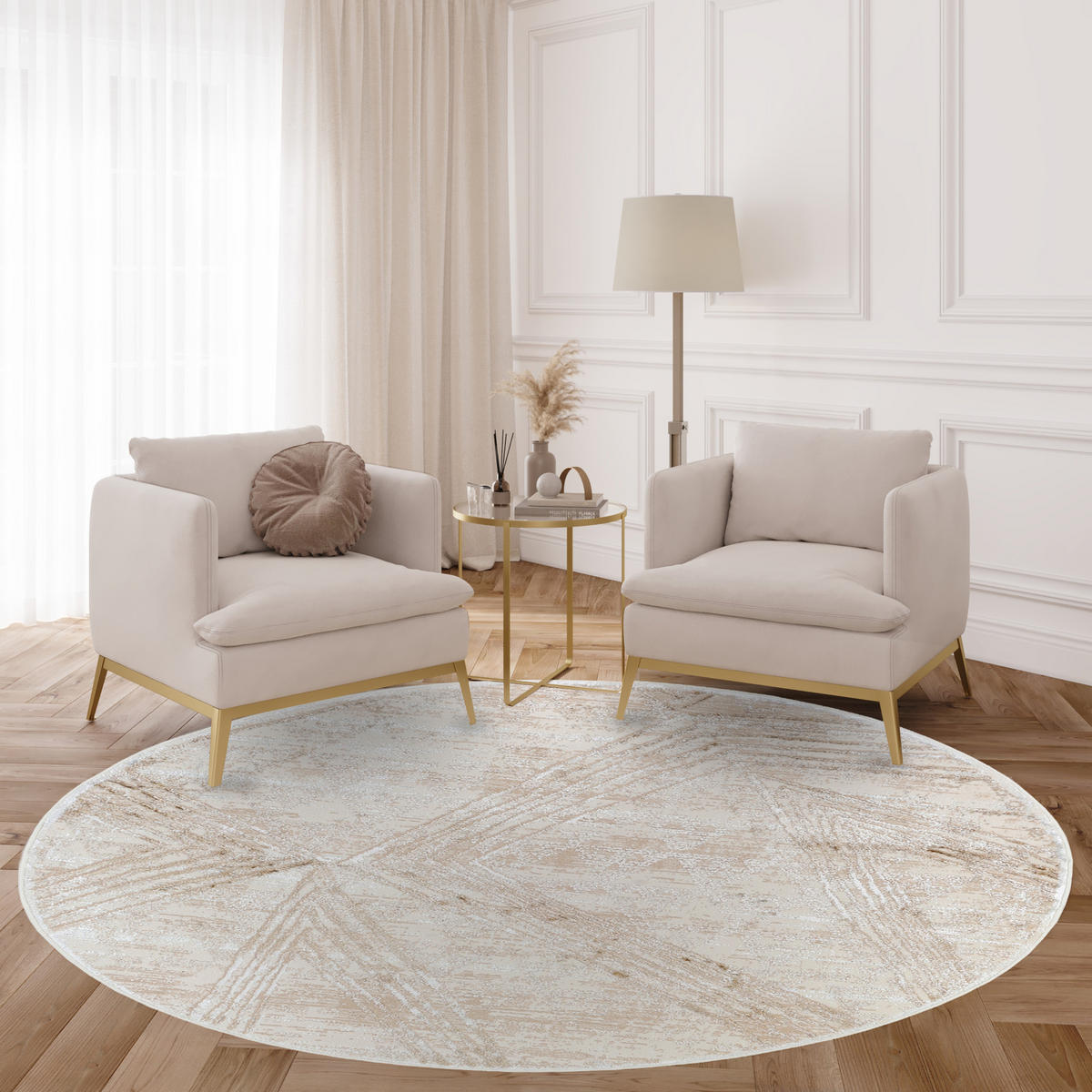 TEPPICH CRYSTAL ROUND Creme 240/240 cm - Creme, Kunststoff (240/240cm) - Tapiso