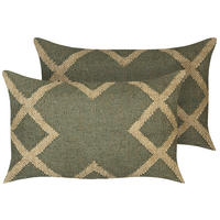 DEKOKISSEN 2er-Set Olivgrün 30/50 cm Gopi - Olivgrün, Naturmaterialien (30/50cm) - Beliani