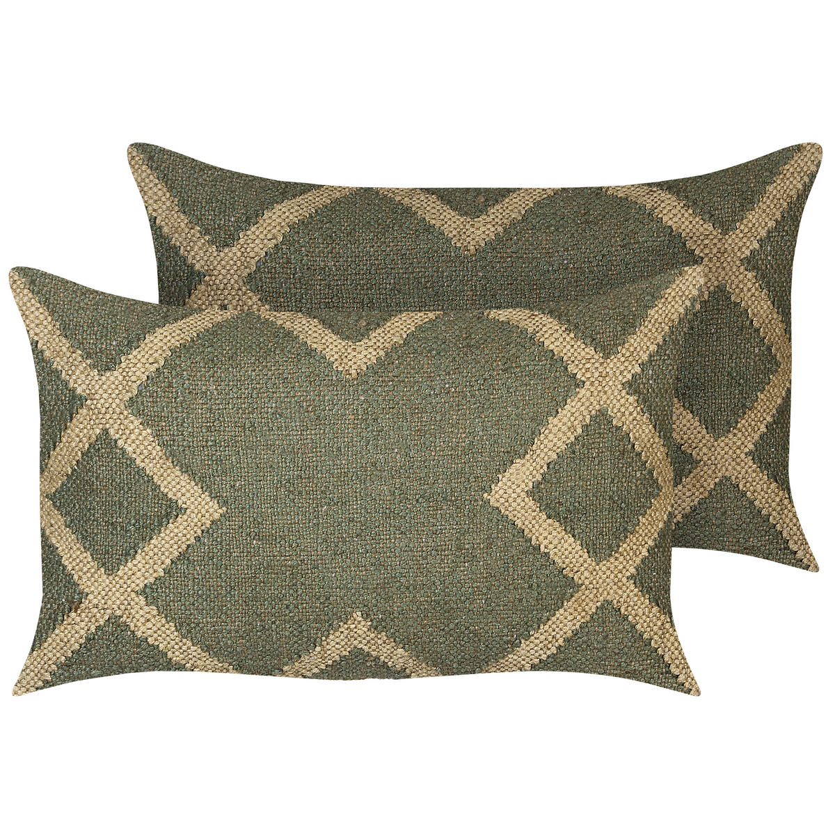 DEKOKISSEN 2er-Set Olivgrün 30/50 cm Gopi - Olivgrün, Naturmaterialien (30/50cm) - Beliani