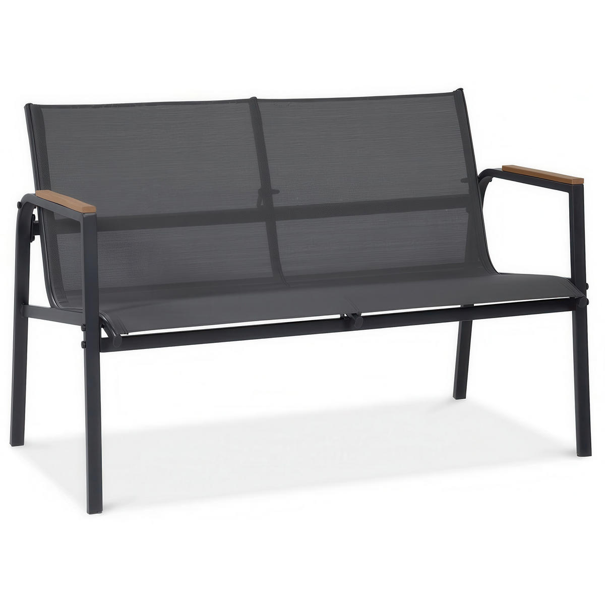 ZAHRADNÍ SADA Thaiti, 2místná pohovka + 2 křesla + konferenční stolek, područky z Polywoodu, tmavě šedá - tmavě šedá, kov - Beautysofa