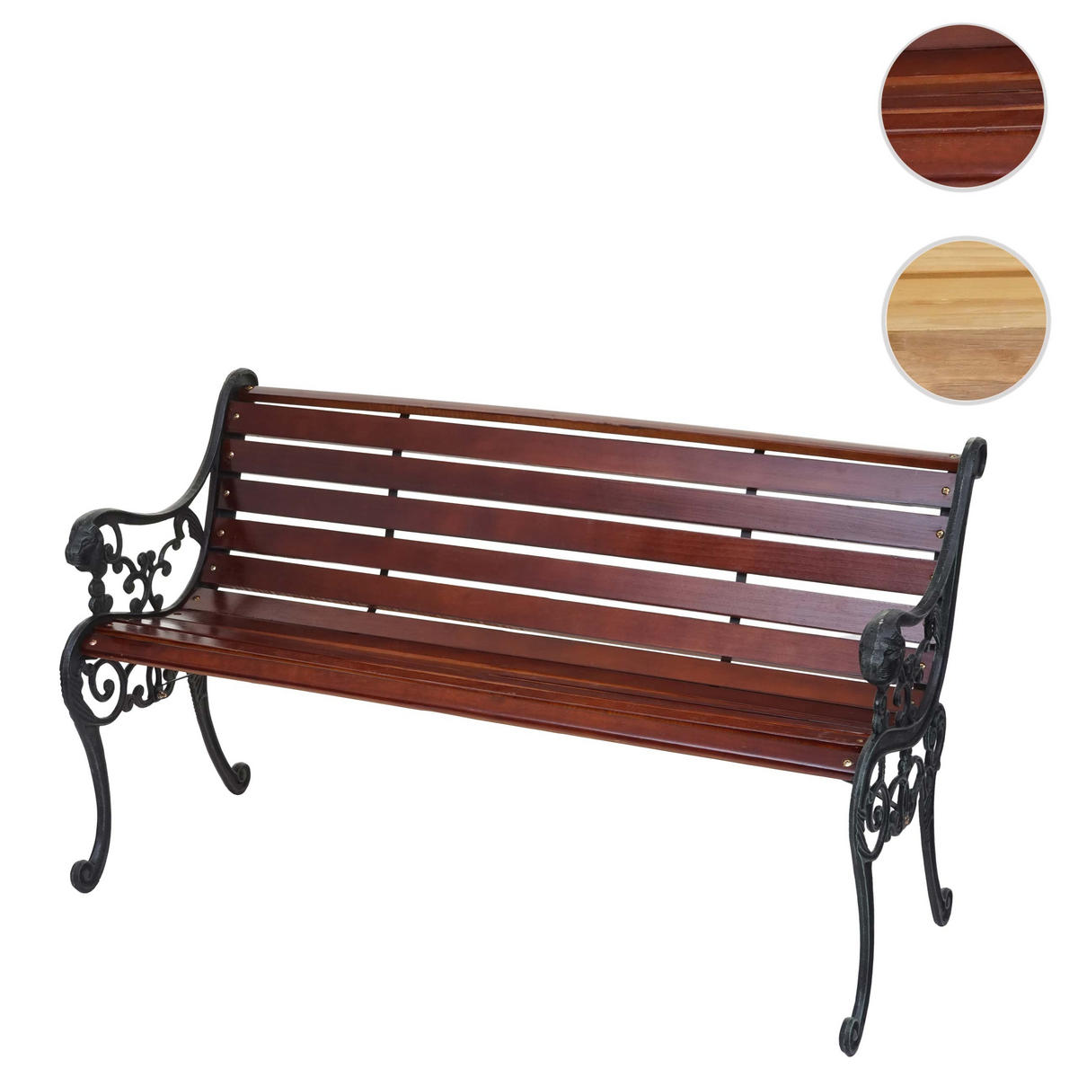 GARTENBANK 2-SITZER Schwarz, Teak Dekor - Schwarz/Teakfarben, Holz (125/72/37cm) - MCW