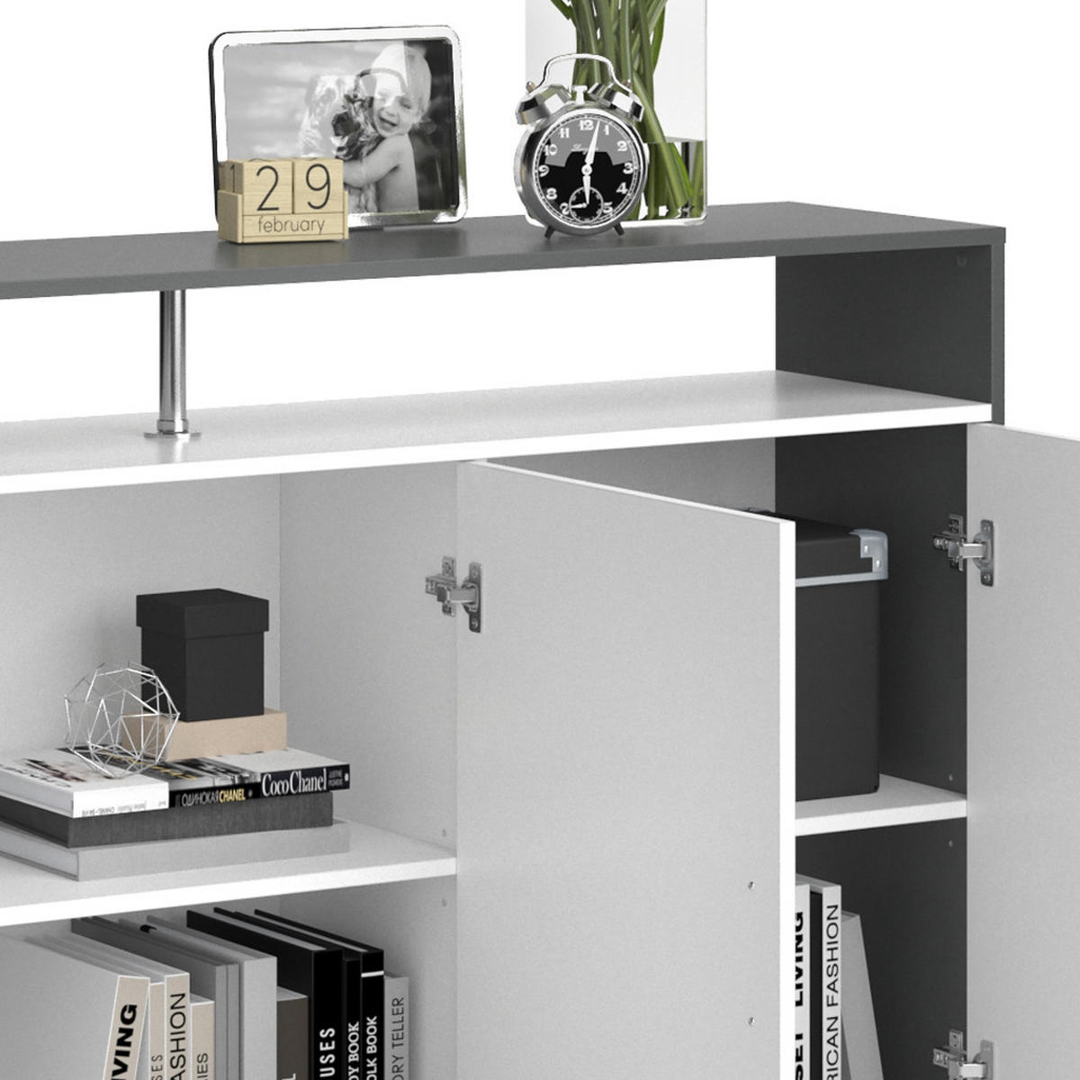 KOMMODE Amato Weiß/Anthrazit 160 x 91.6 cm - Weiß, Holzwerkstoff (35/91.6/160cm) - Vicco