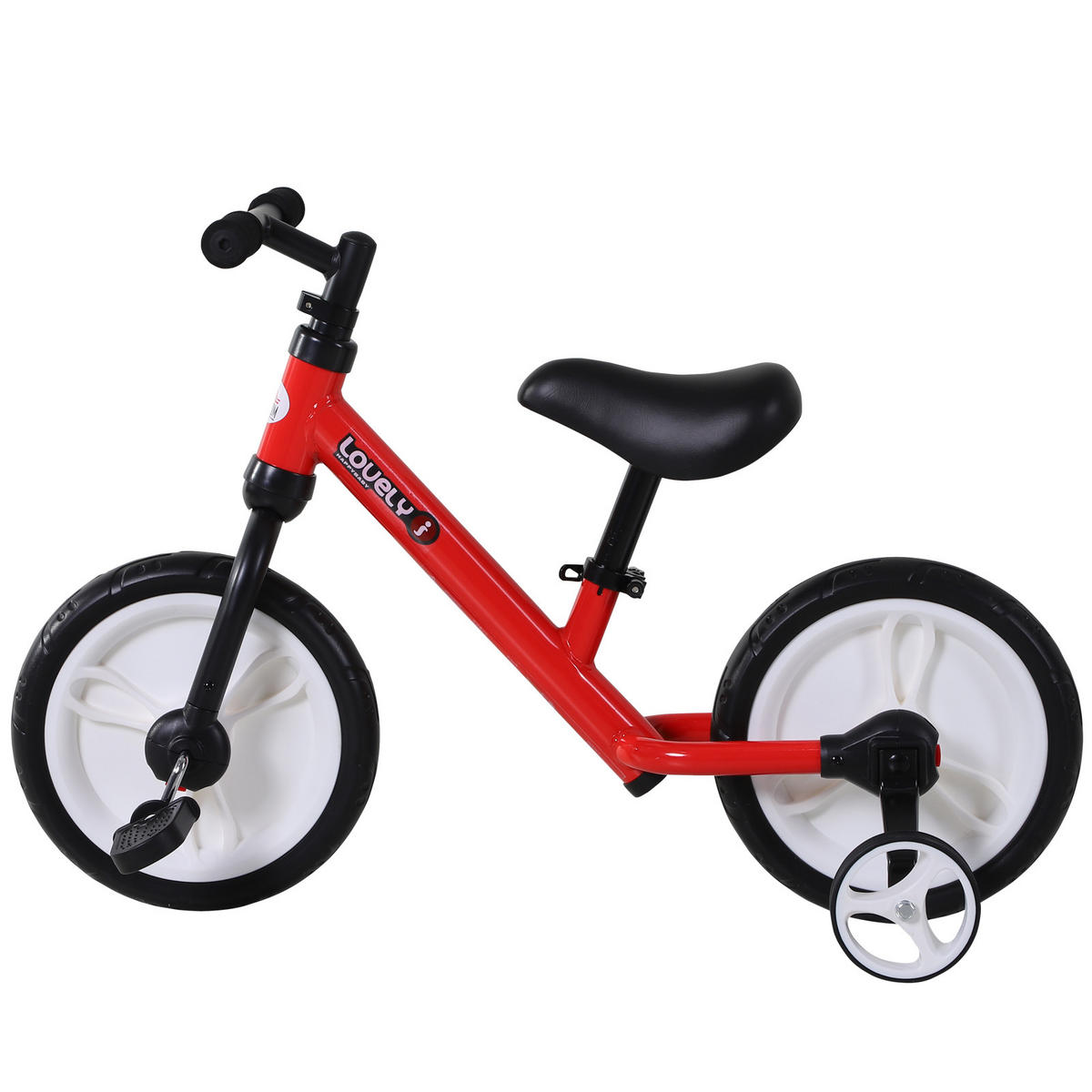 LAUFRAD DE-18540 2-in-1 mit Pedalen & Stützrädern Rot - Rot, Metall (85/36/54cm) - ComfortXL