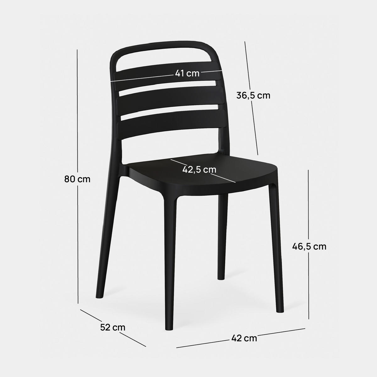 GARTENSTUHL Zira Grau 42 cm x 80 cm 4er-Set - Grau, Kunststoff (42/80/52cm) - Klast Home