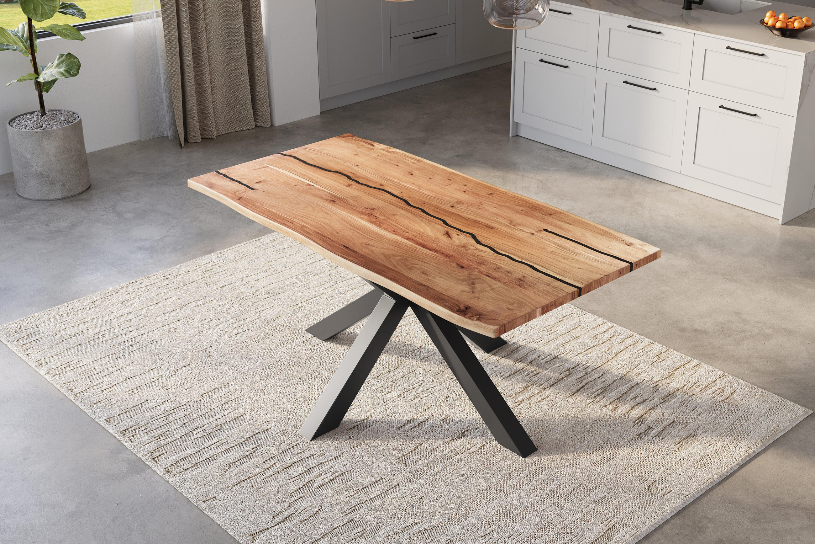 ESSTISCH POLLY - Beige/Schwarz, Holz/Metall (80/120/77cm) - SAM