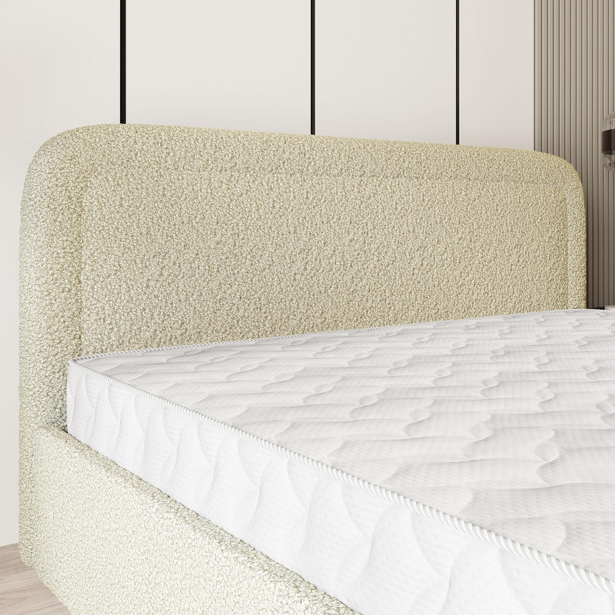 POLSTERBETT BENIRA Q 180x200 cm mit Bettkästen - Creme - Creme, Holz (180/200cm) - MASSENO