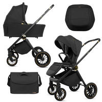 KINDERWAGEN Rosso 2in1 Schwarz Babywanne, Buggy Sportsitz, Faltbar, Wickeltasche - Schwarz, Textil/Metall (58/100cm) - BabyLux