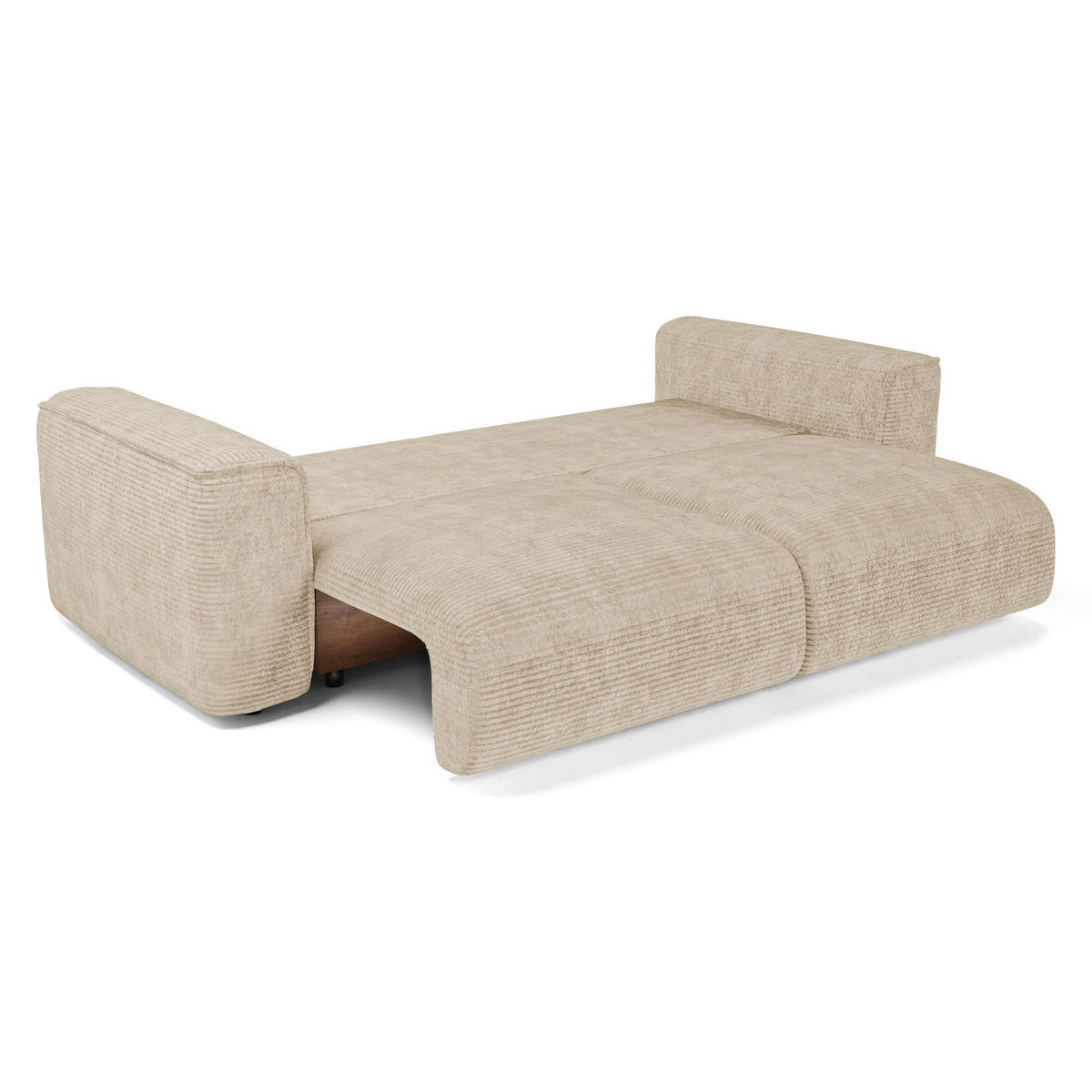 SCHLAFSOFA mit Stauraum COMO Cord Beige 254cm - Beige, Textil (254/78/95cm) - Premium Interiors