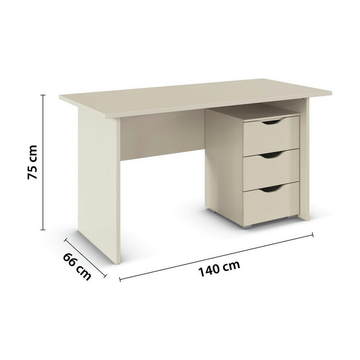 JUGENDZIMMER Frieda in Beige 5-teilig mit 3 türigem Kleiderschrank mit Schubkästen, 90er Jugendbett, Nachttisch, Schreibtisch mit Container - Beige, Holzwerkstoff (80/200/120cm)