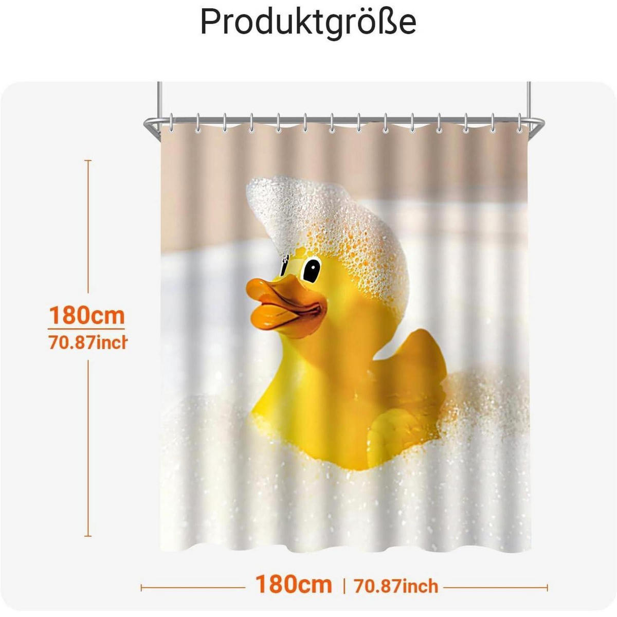 DUSCHVORHANG Gelbe Ente 180 x 180 cm - Gelb, Textil (180/180cm)