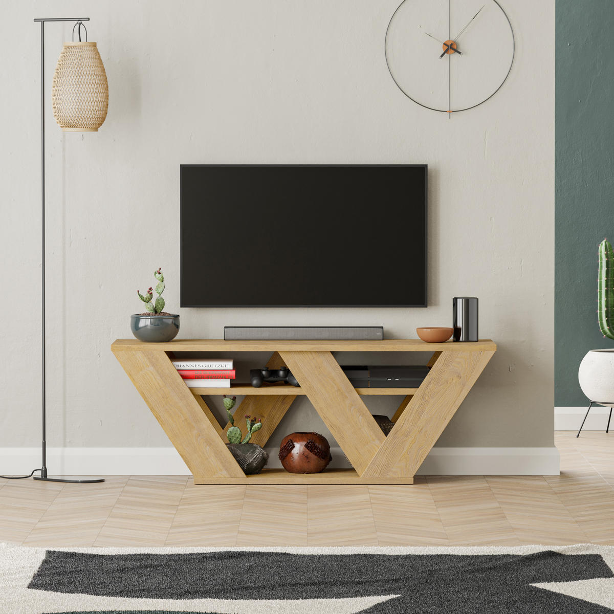 TV-LOWBOARD Pipralla Eiche 110/30/40 cm - Eichefarben, Holzwerkstoff (110/40/30cm) - Decortie