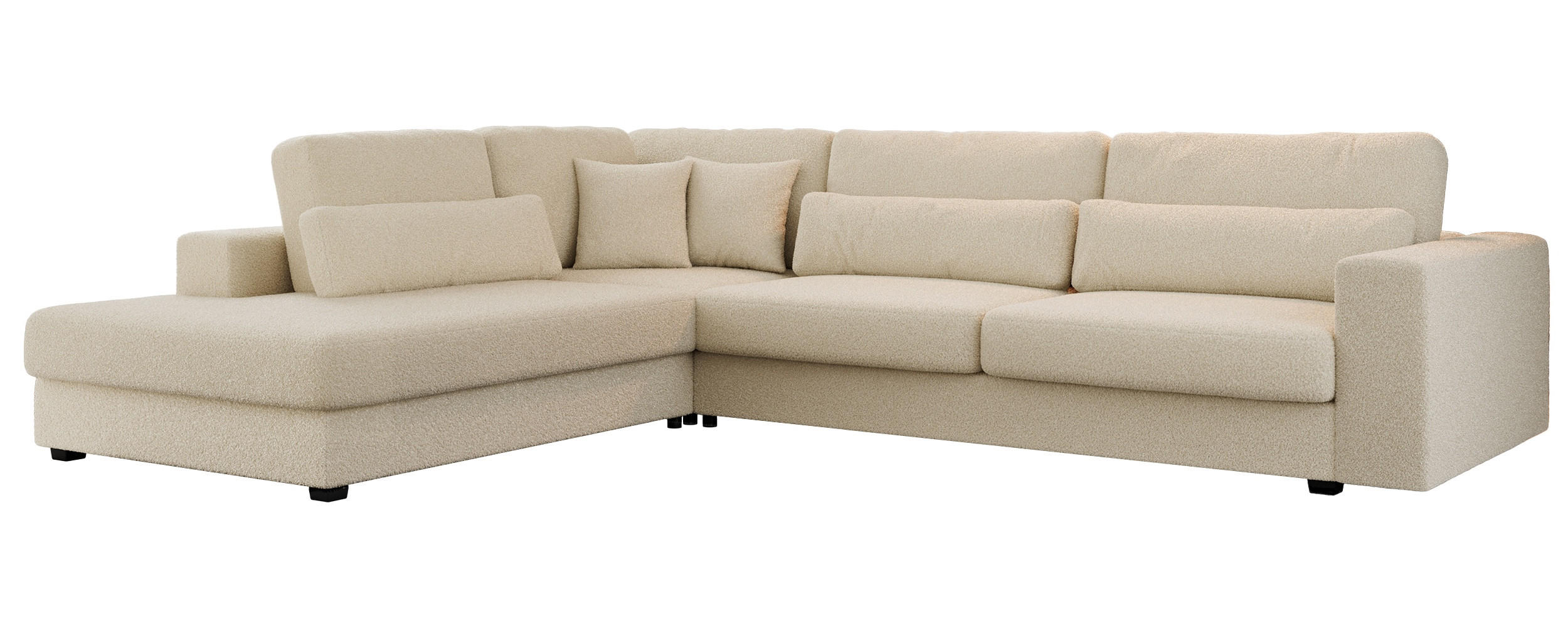 ECKSOFA Savona Beige Boucle - links - Beige/Schwarz, Kunststoff/Textil (316/249cm) - MKS