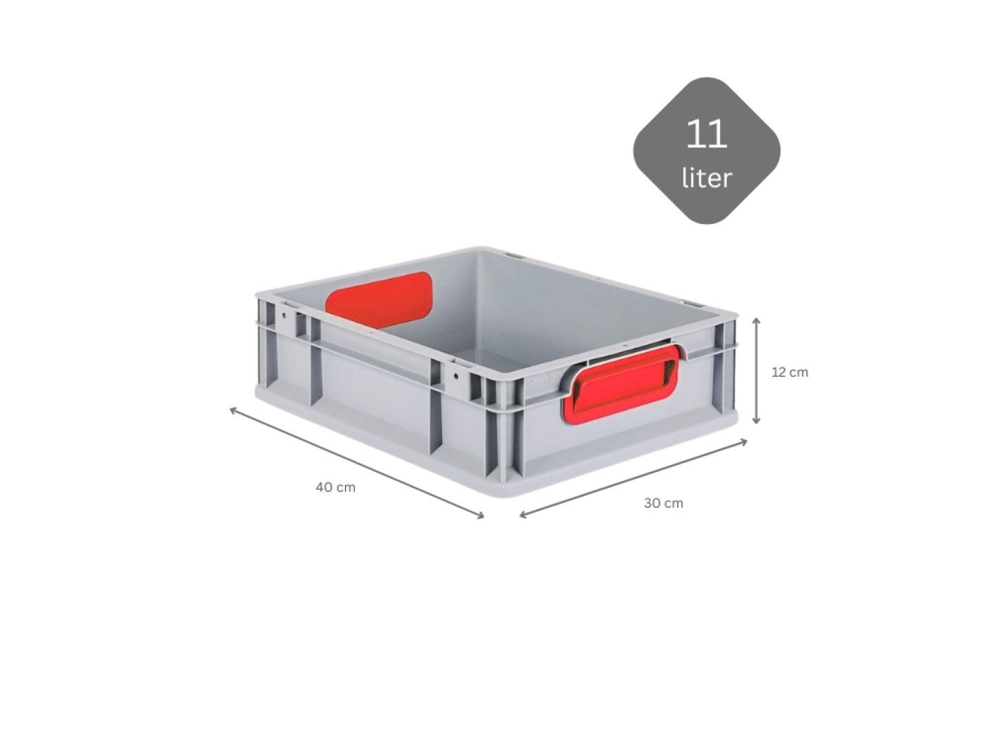 EUROBOX Nextgen Color 12x30x40cm 11 Liter Griffe Rot Geschlossen - Rot, Kunststoff (30/12/40cm) - PROREGAL
