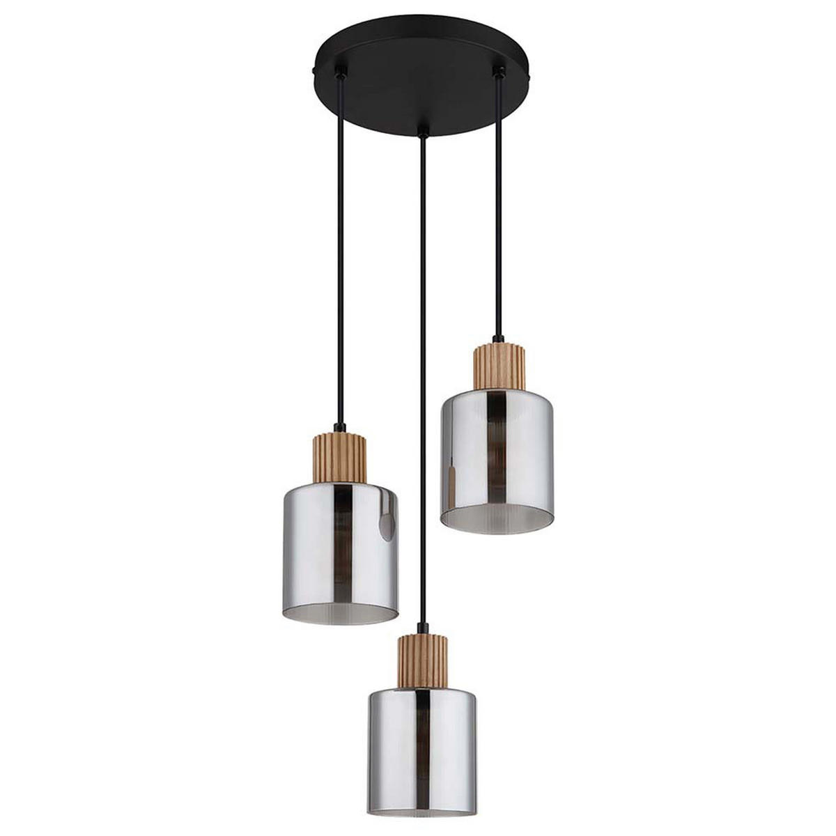 LED HÄNGELEUCHTE Metall, Rauchglas, Schwarz - Schwarz, Holz (30/30/120cm) - Globo Lighting