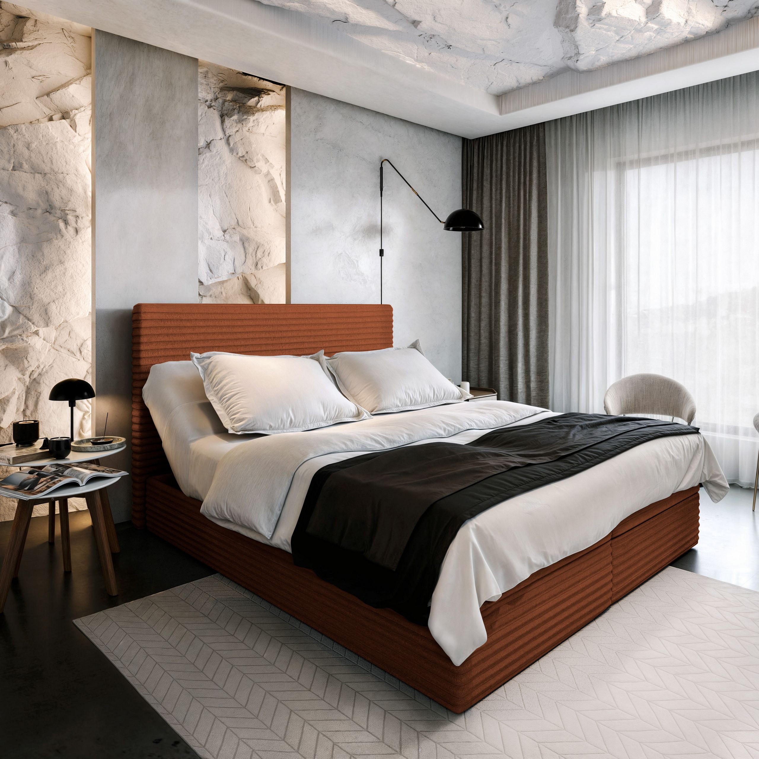 BOXBETT MILARA 180x200 cm mit Matratze und Topper - Kupferfarben - Kupferfarben, Holz (180/200cm) - MASSENO