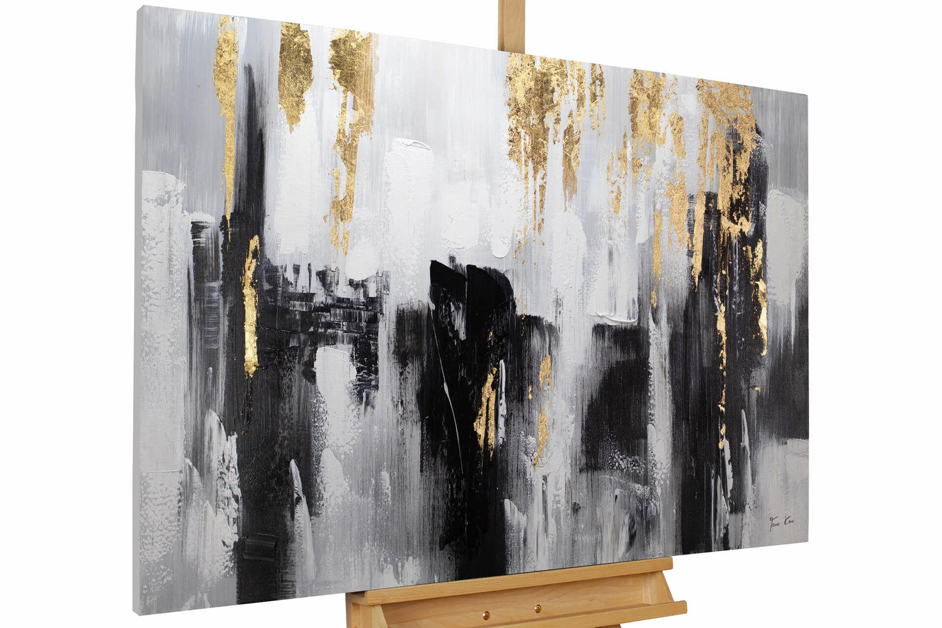 ÖLGEMÄLDE 120/80 cm - Schwarz, Holz/Textil (2.4/80cm) - KUNSTLOFT