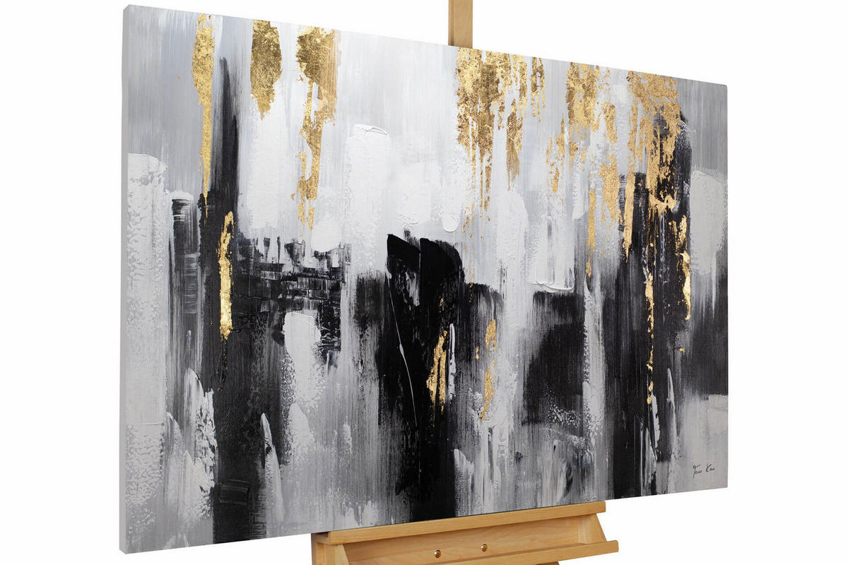 ÖLGEMÄLDE 120/80 cm - Schwarz, Holz/Textil (2.4/80cm) - KUNSTLOFT