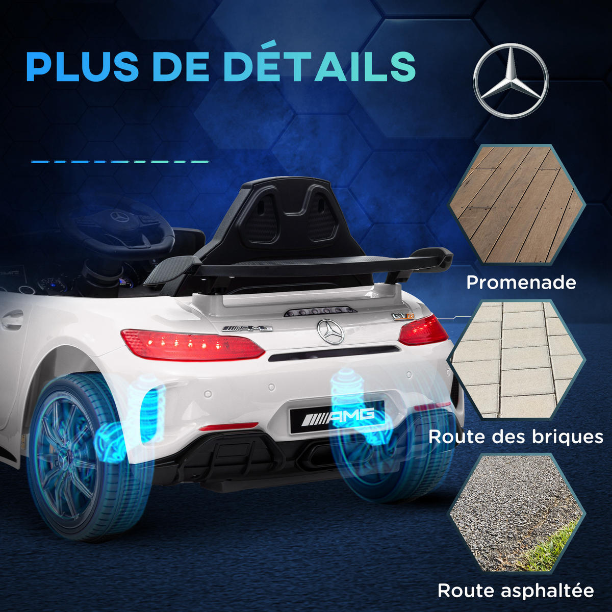 ELEKTRO-KINDERAUTO DE-13142 2,4G Fernbedienung Weiß - Weiß, Metall (108/67/46cm) - ComfortXL