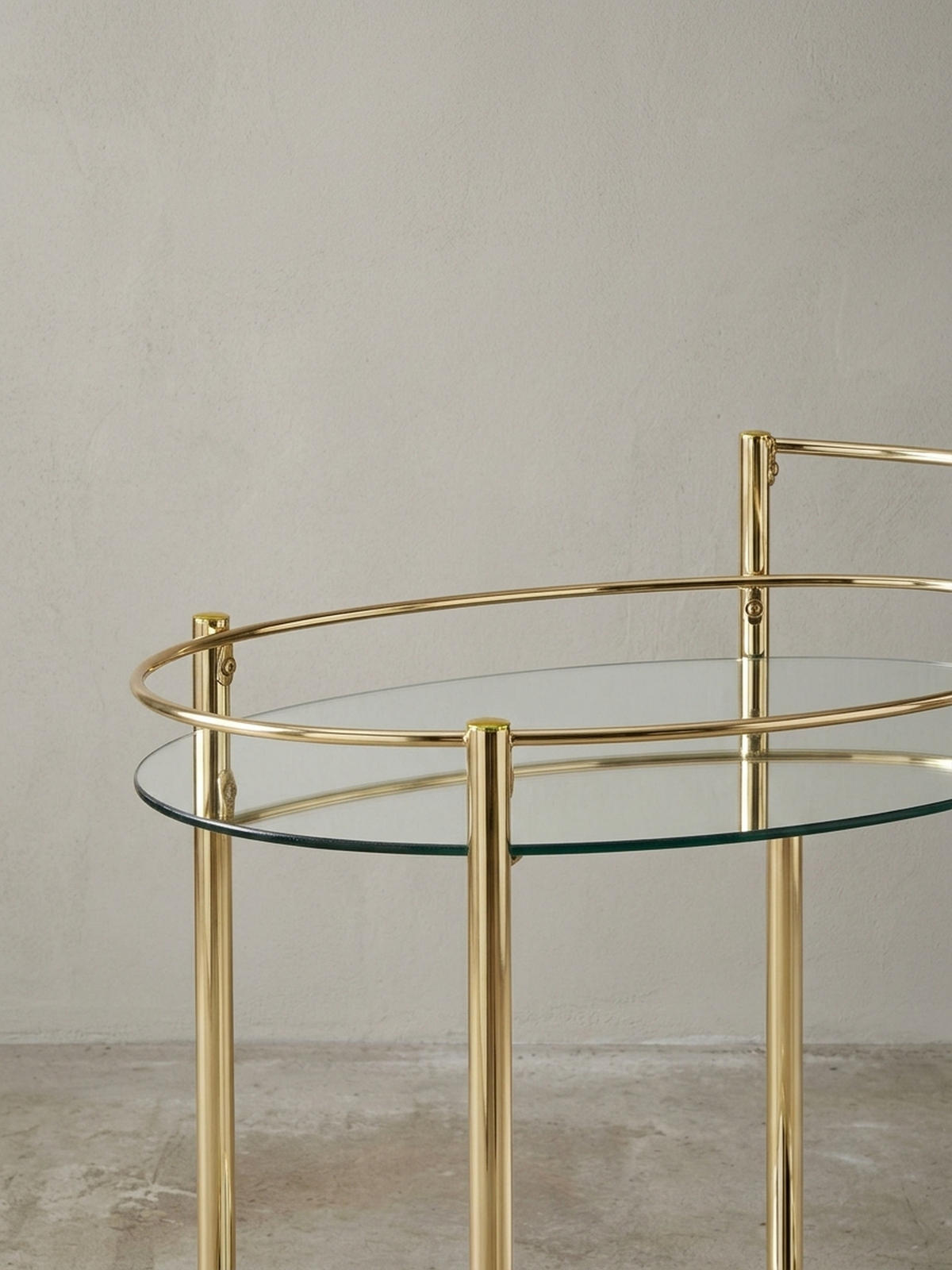 SERVIERWAGEN – Gold, 2 Glasplatten, auf Rollen - Goldfarben, Glas/Metall (67/79/46cm) - KADIMA DESIGN